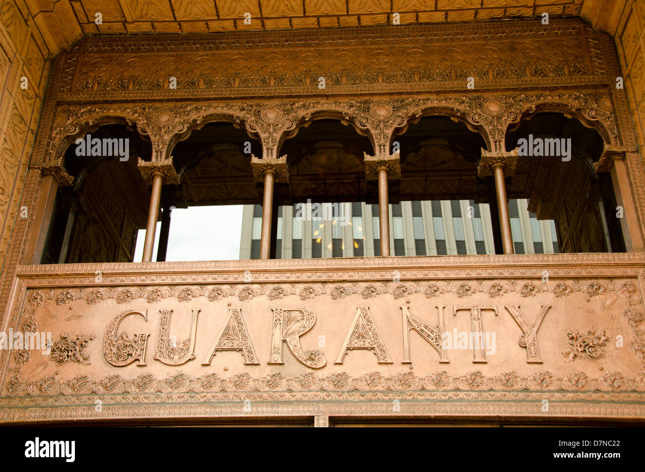 New York, Buffalo. Historic Guaranty Building (aka Prudential building), National Historic Landmark. Sign detail. Stock Photo