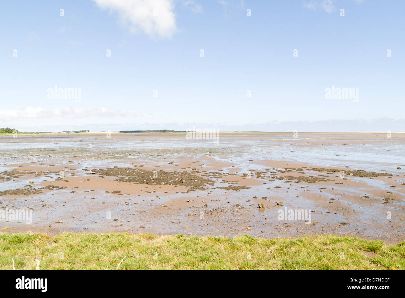 Lindisfarne from the causeway - Holy Island, Northumberland, England Stock Photo