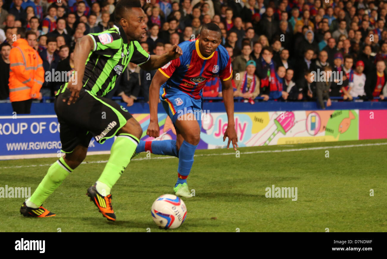 10.05.2013 London, England. Kazenga LuaLua in action  during the Championship Play Off Semi Final 1st leg game between Crystal Palace versus Brighton and Hove Albion from Selhurst Park. Stock Photo