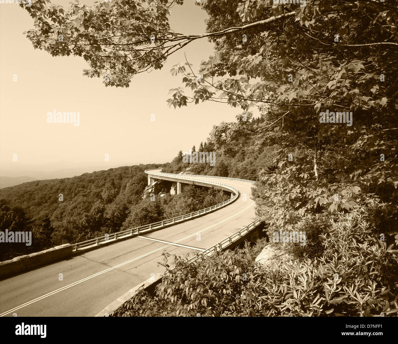 USA, North Carolina. Blue Ridge Parkway National Park. View of Linn Cove Viaduct (Large format