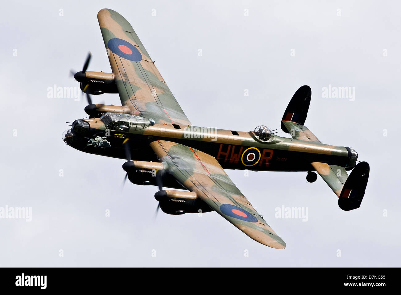 BBMF Avro Lancaster PA474 Flying at Old Warden Airshow Shuttleworth Stock Photo
