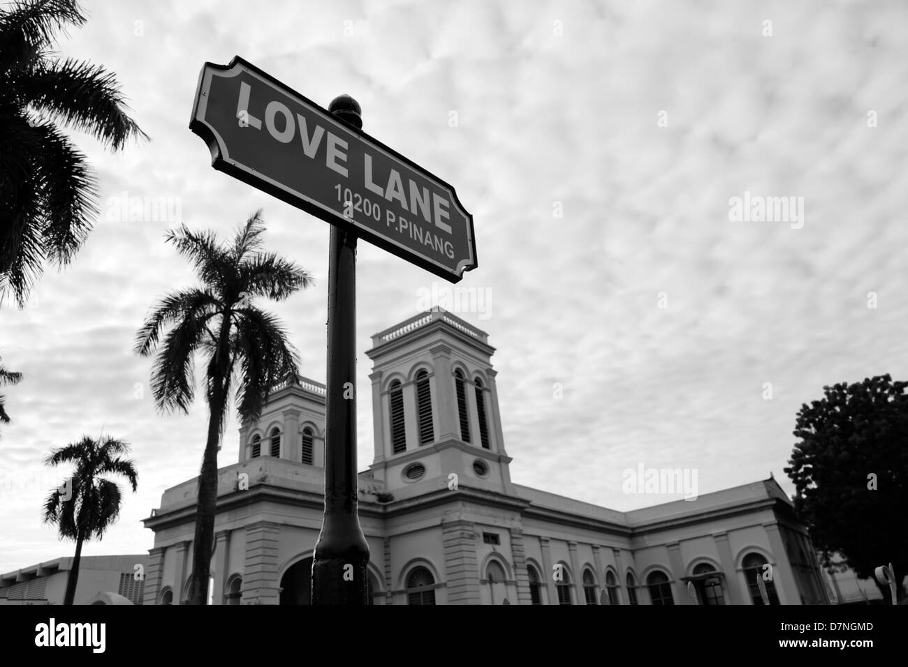 Love Lane street sign in George Town, Penang, Malaysia Stock Photo
