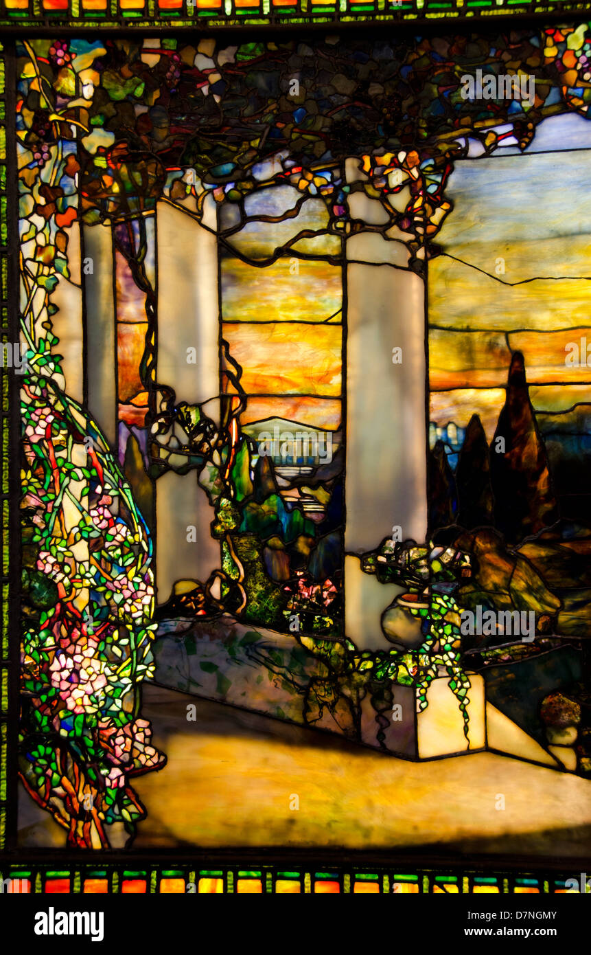 Ohio, Cleveland. The Cleveland Museum of Art. Tiffany art glass