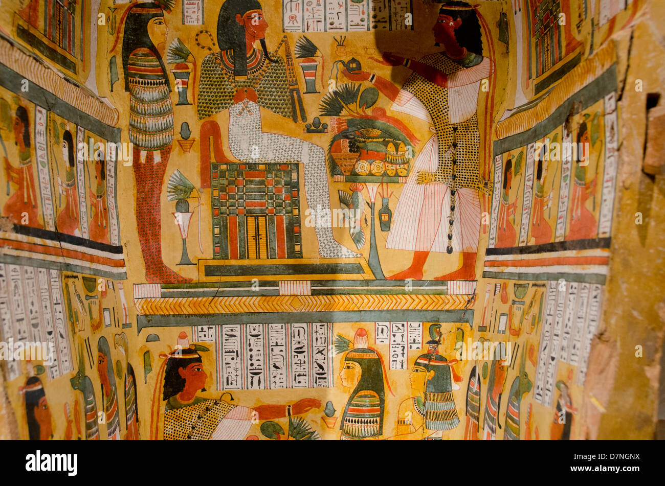 Ohio, Cleveland. The Cleveland Museum of Art. Painted interior detail of Egyptian coffin of Nesykhonsu, c. 976-889 B. C. Stock Photo