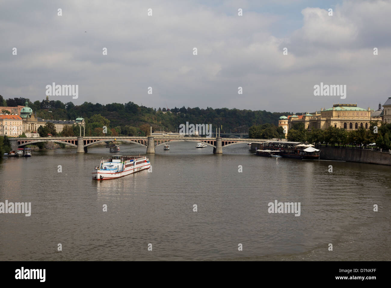 Pleasant scenery on the river Vltava Stock Photo