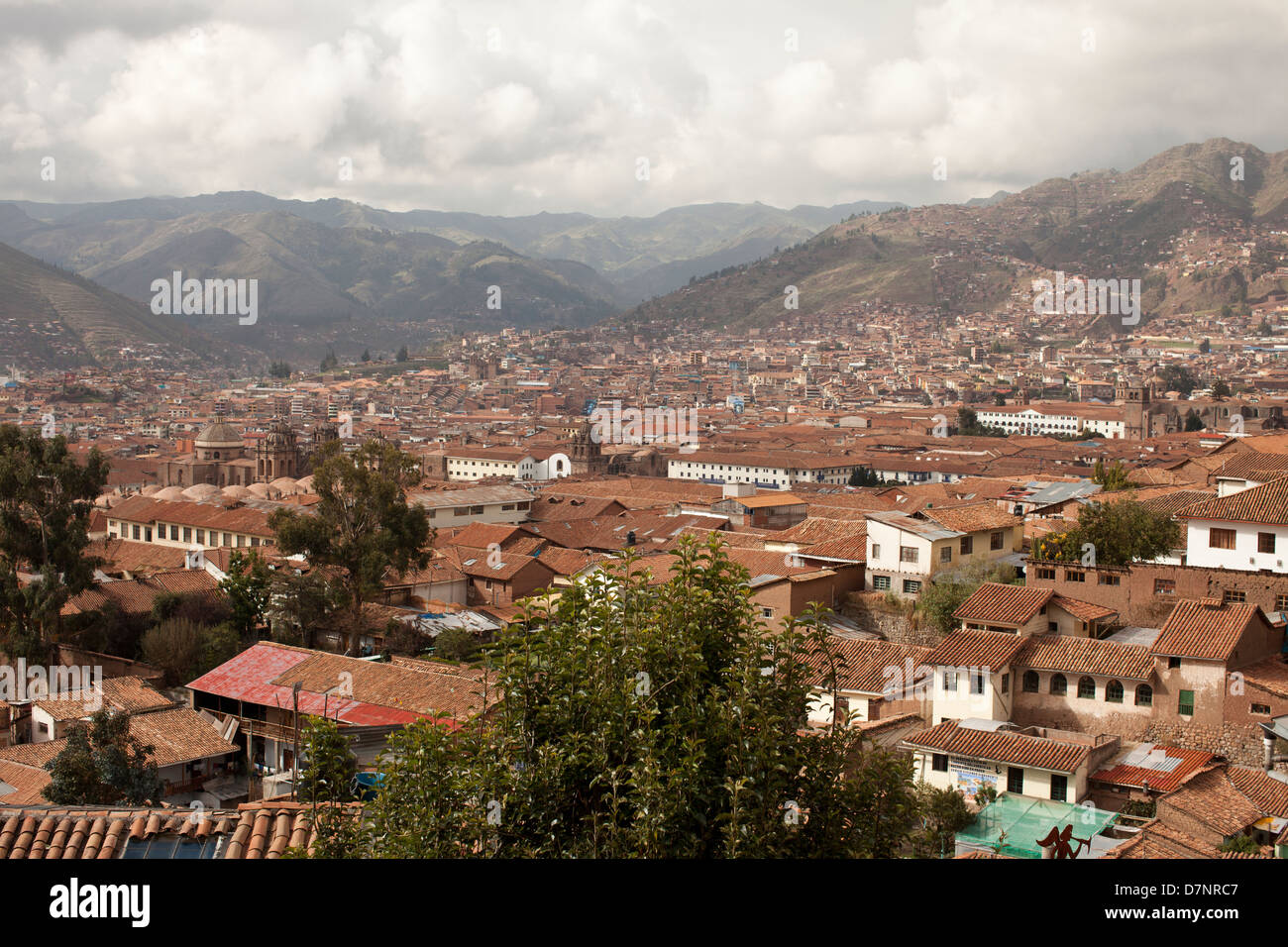 Panorama of the city of Cuzco in the Peruvian highlands Stock Photo