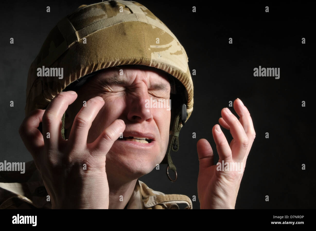 Shell Shocked Africanamerican Soldier Suffering Ptsd Stock Photo