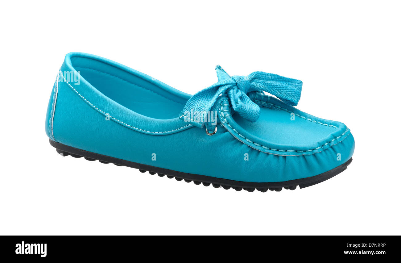 A beautiful and comfortable blue leather woman shoe Stock Photo Alamy