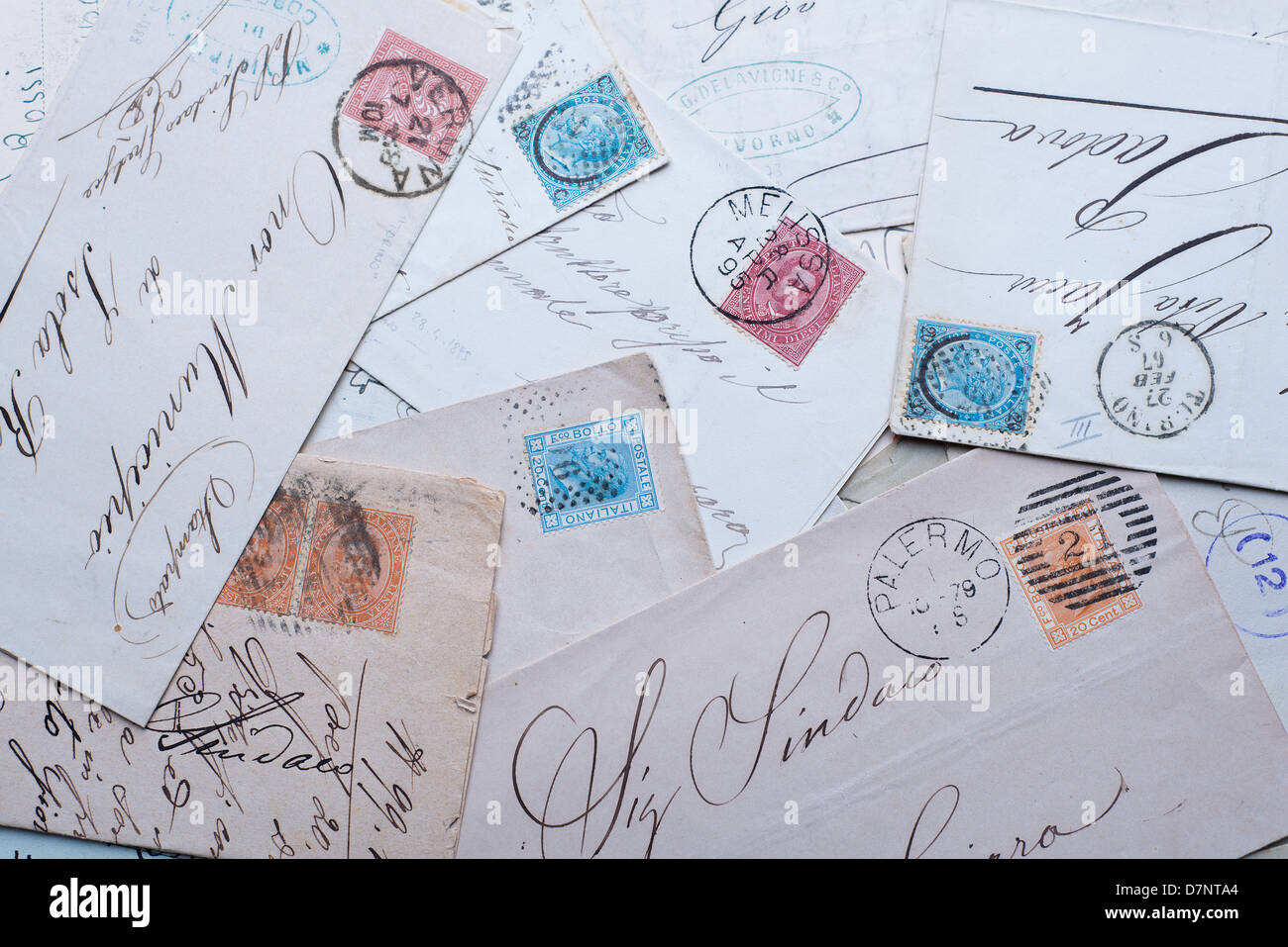 some old envelopes with italian stamps Stock Photo Alamy