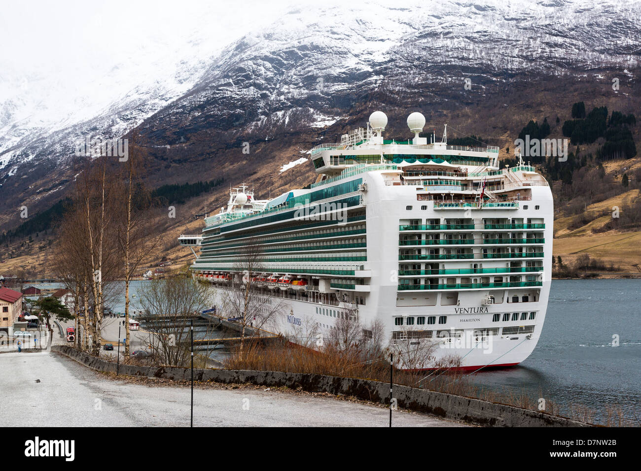 P&O Ventura docked in Olden, Norway. Stock Photo