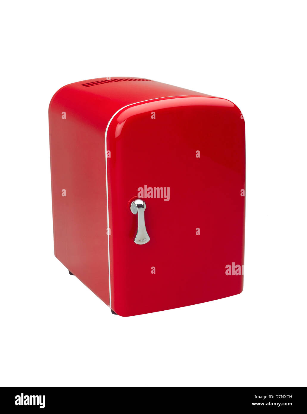 A small red refrigerator for storage small things or cosmetic Stock Photo
