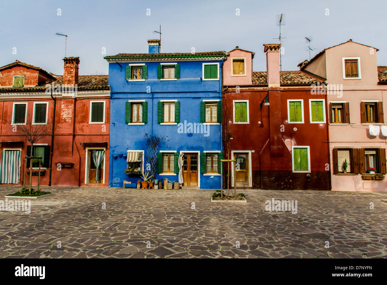 Colorful houses in Burano Stock Photo