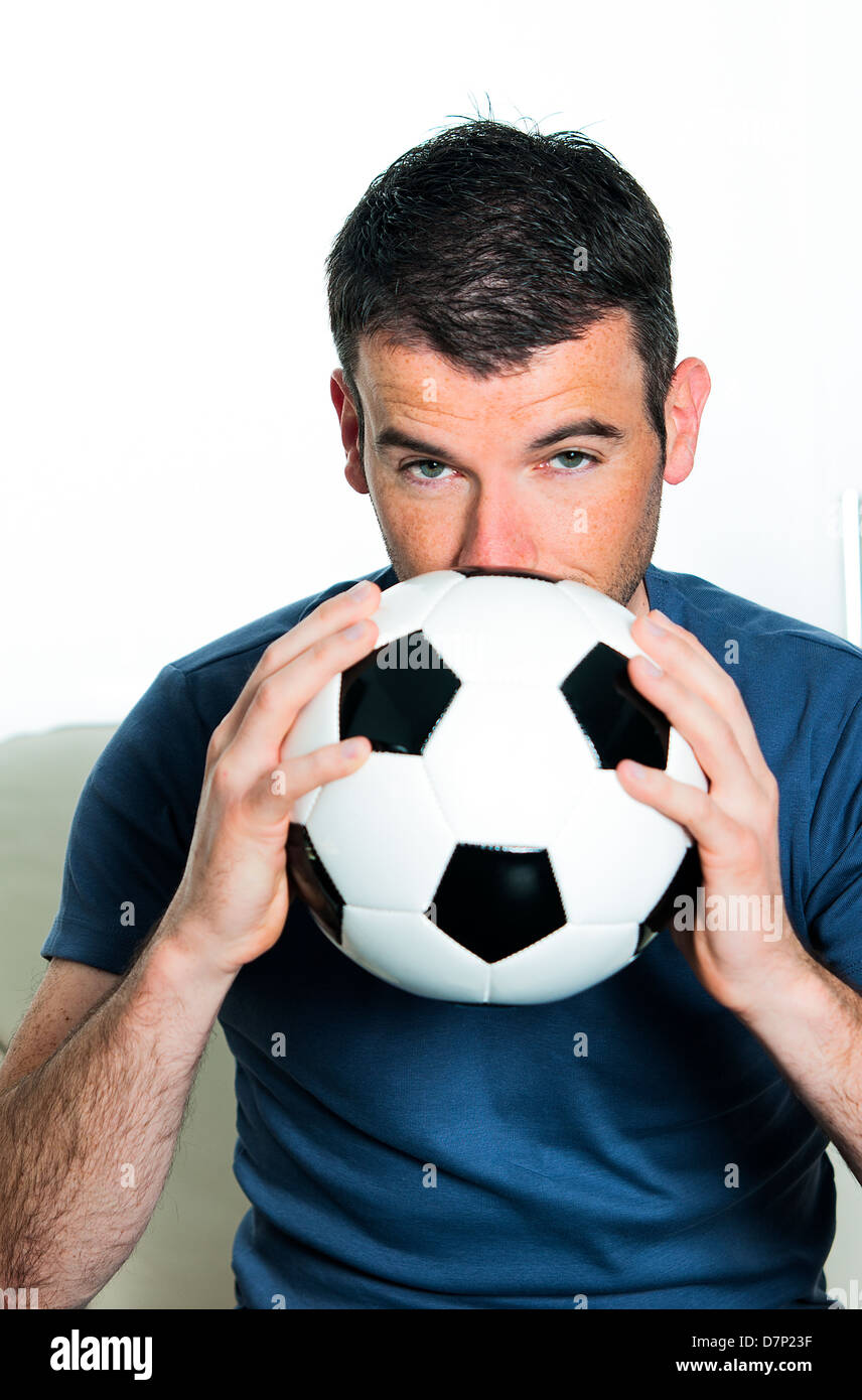Closeup Of Passionate Soccer Player With White And Black Balloon Stock Photo Alamy Closeup Of Passionate Soccer Player With White And Black Balloon Stock Photo Alamy