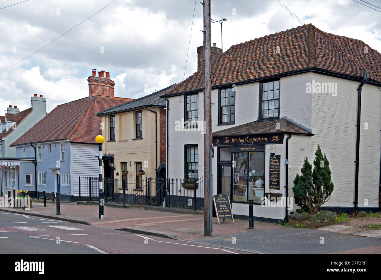 Antique shop and traditional houses in Brasted Village, Kent, UK Stock