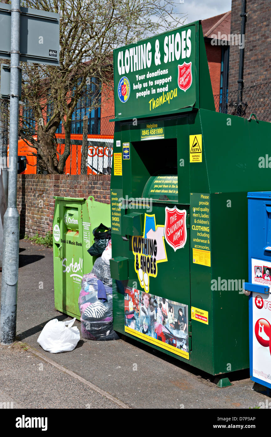 Clothing recycling container Stock Photo