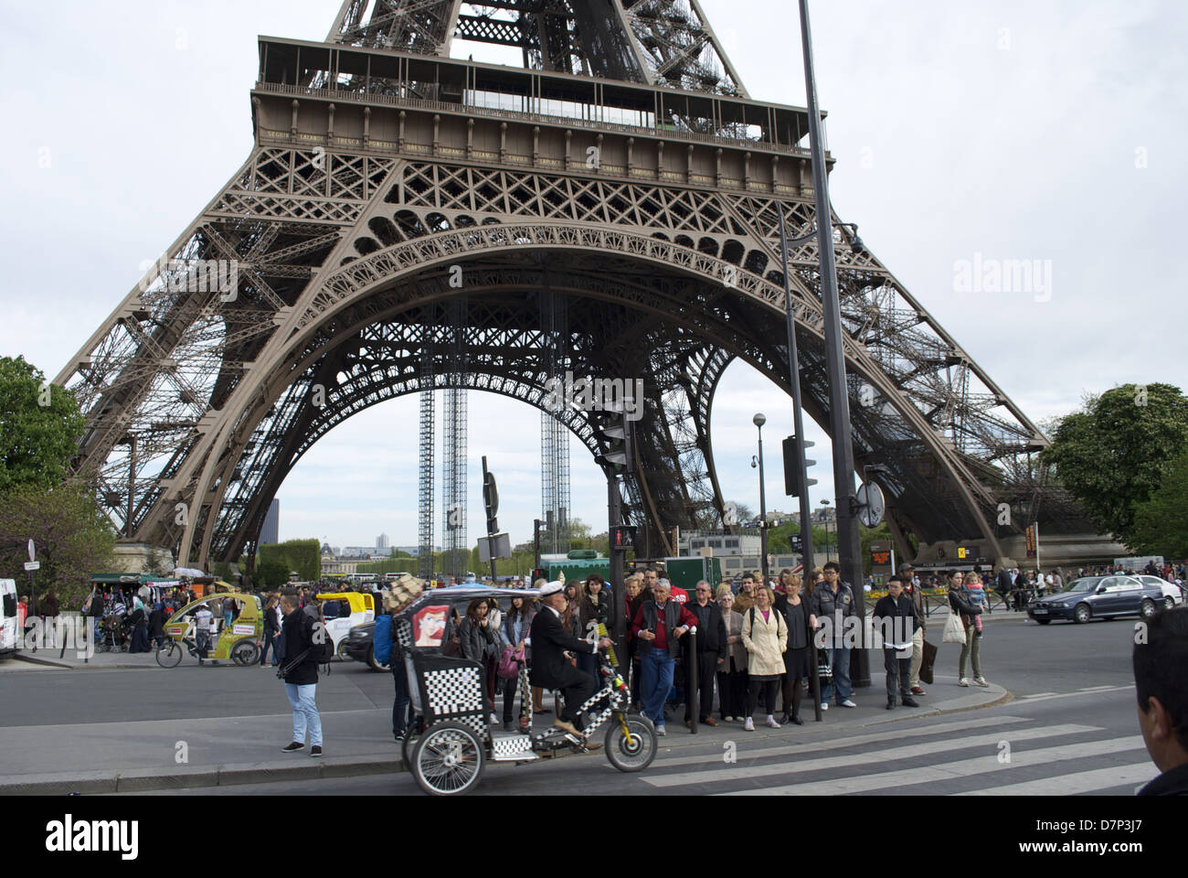 Eiffel Tower street view Stock Photo