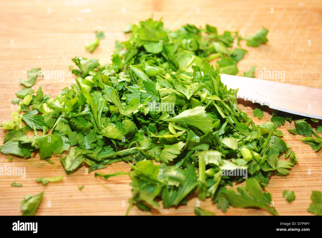 Fresh Chopped Italian Parsley Stock Photo Alamy