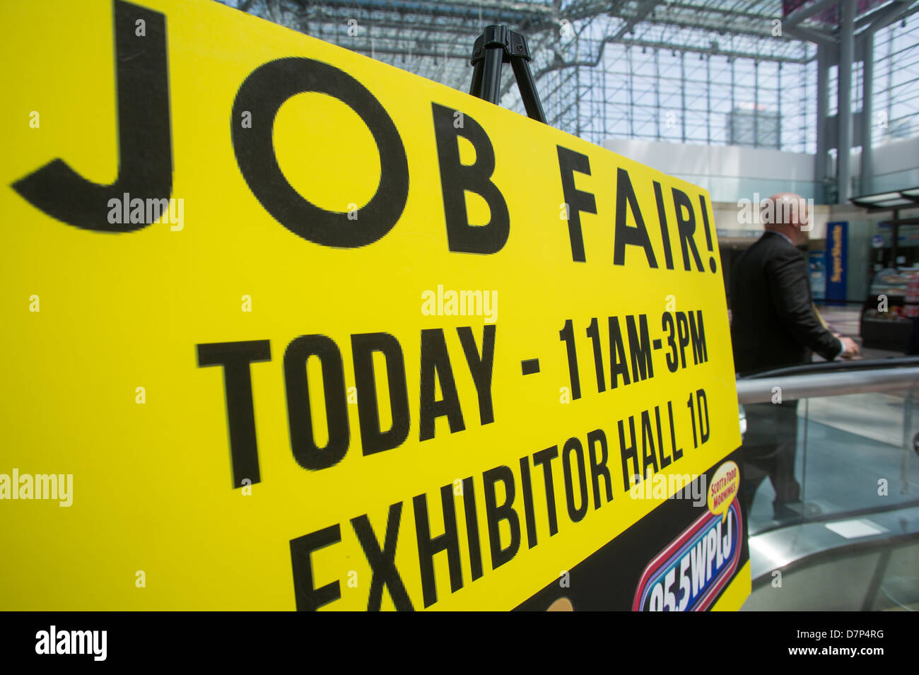 Job seekers attend a job fair at the Jacob Javits Convention Center in