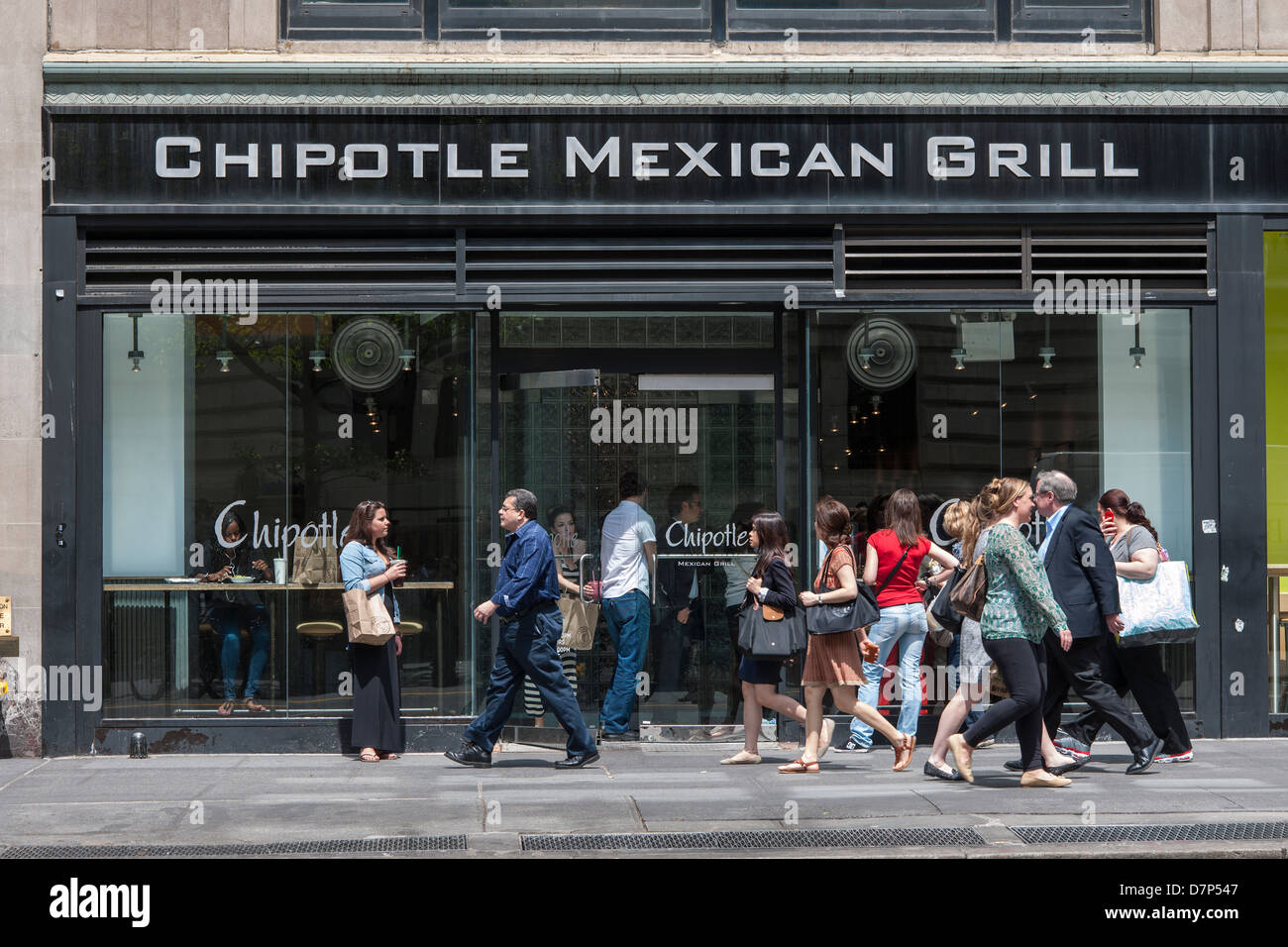 A Chipotle Mexican Grill restaurant in Midtown Manhattan in New York on Friday, May 10, 2013. (© Richard B. Levine) Stock Photo