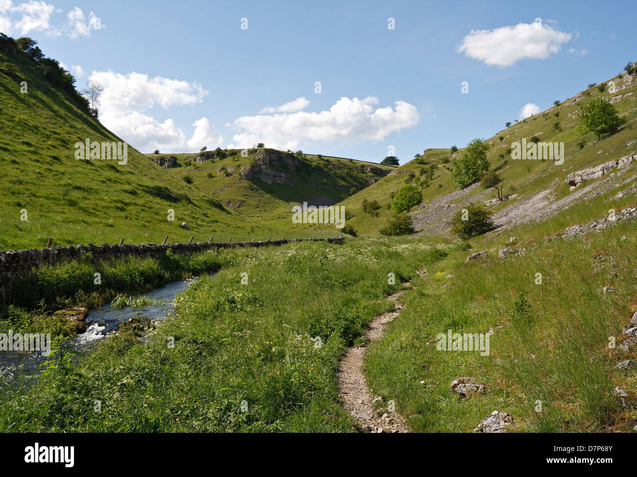 Lathkill Dale in the Derbyshire Peak District National Park England UK, Scenic English landscape British countryside outdoors Stock Photo