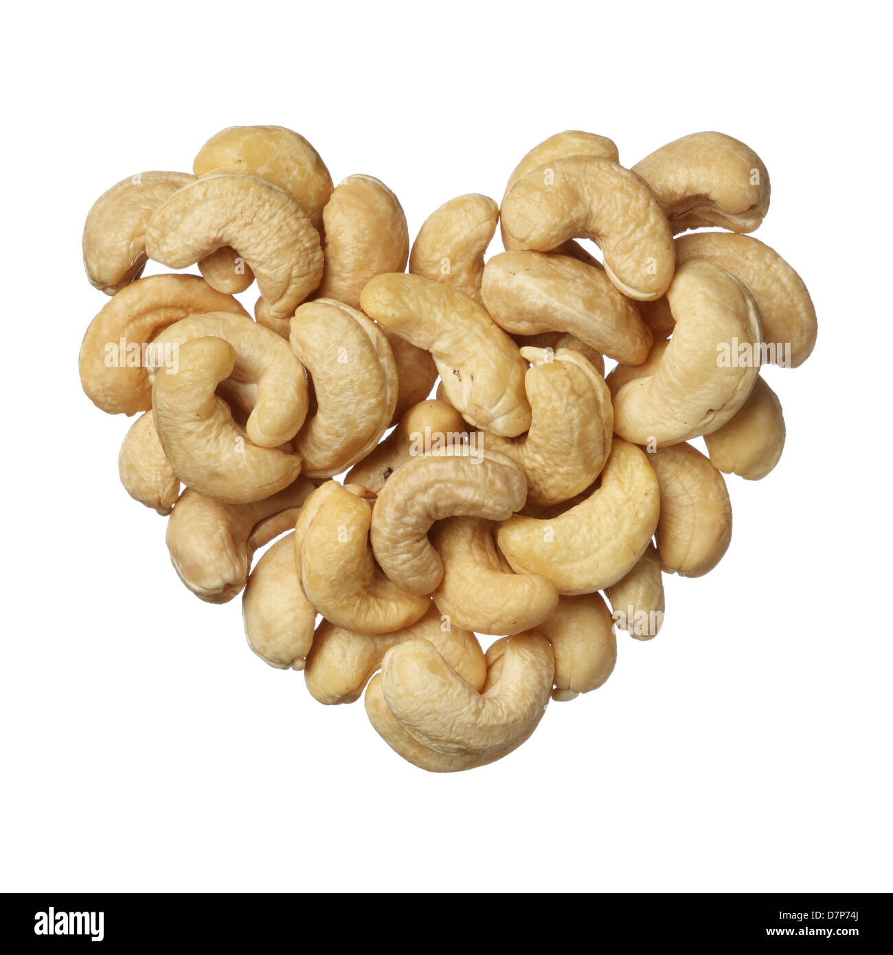 Cashew nuts heart isolated on white background Stock Photo