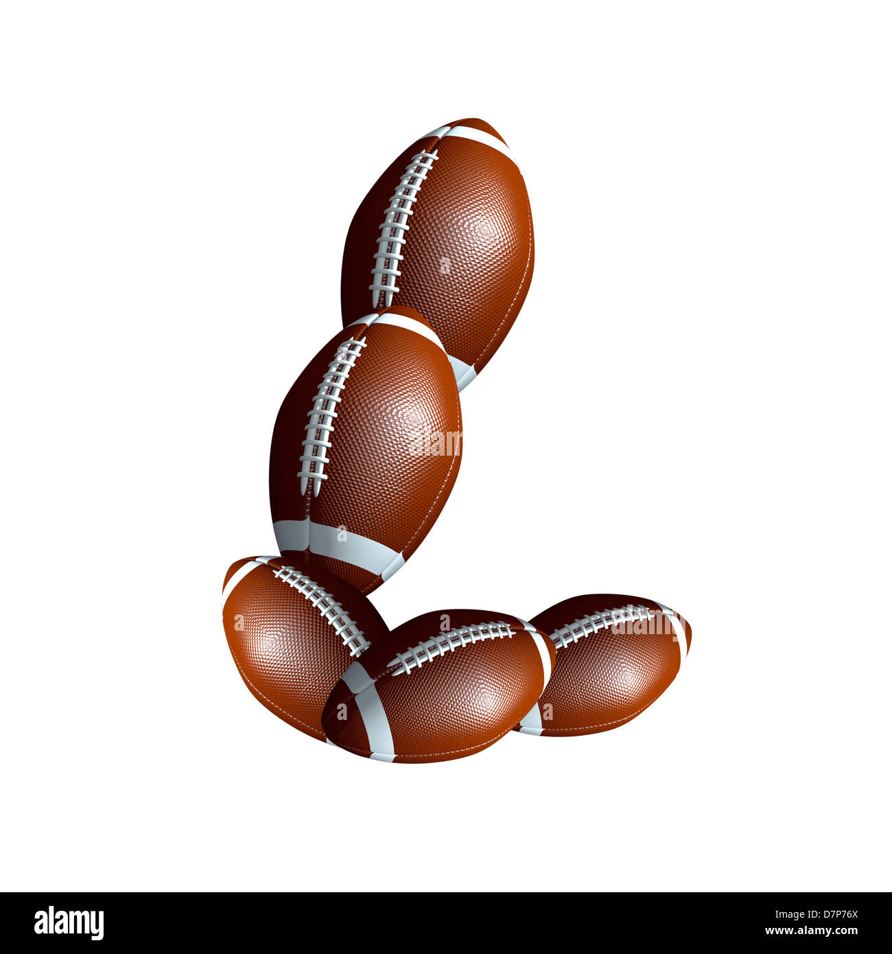 american football icon,  letter of the alphabet, font type icon designed out of a balls illustration Stock Photo