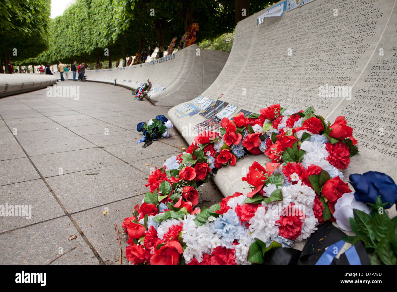 National Police Officers Memorial wall Washington, DC USA Stock Photo