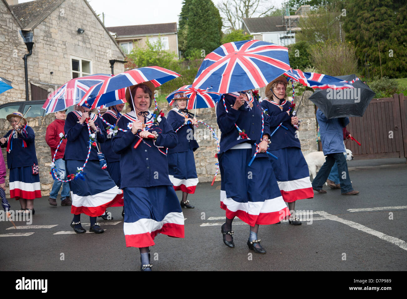 May day procession Randwick Gloucestershire England. Stock Photo