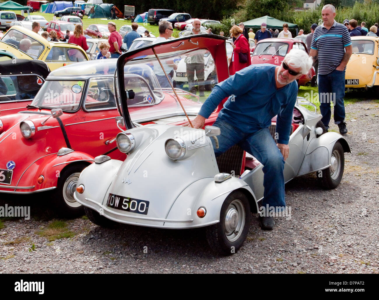 Micro Car messerschmitt at a microcar rally in Wiltshire. Stock Photo