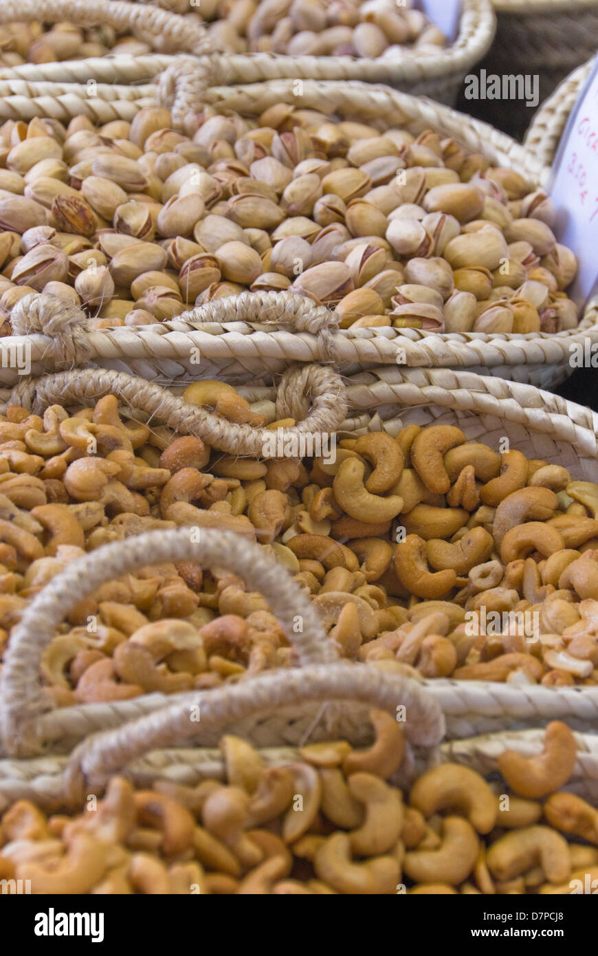 Market in Port de Pollenca, Nüsse und Pistazien, pistachios and Nuts, nuts and pistachios Stock Photo