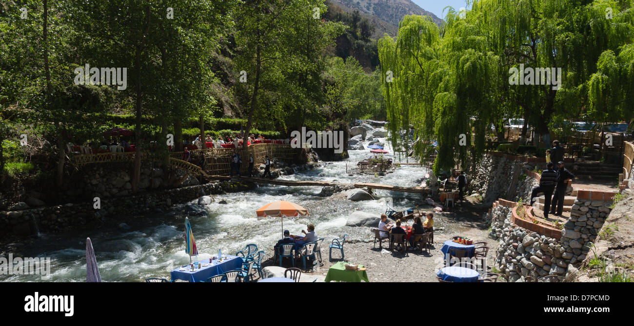 Morocco, Marrakesh - Sti Fatma, village and waterfalls at the head of the Ourika Valley in the Southern Atlas mountains. Stock Photo