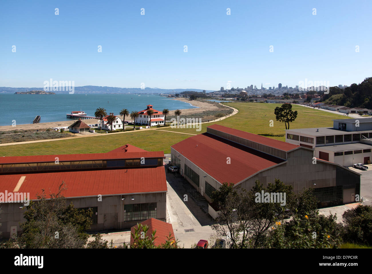 Rooftops of Crissy Field, San Francisco Bay, California, USA. Stock Photo