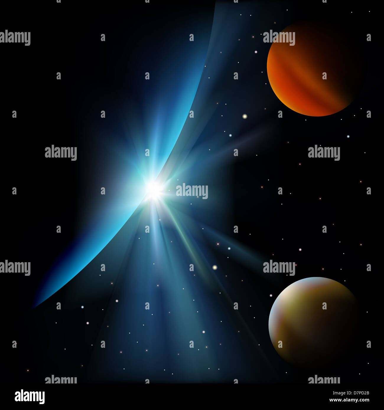 abstract space background with stars and planets Stock Photo - Alamy