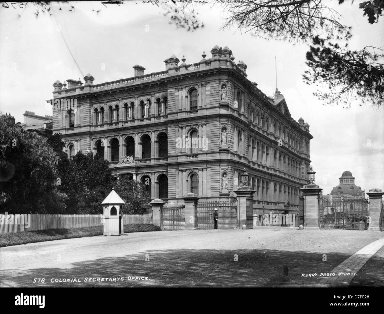 The Colonial Secretary’s office designed by Walter Liberty Vernon showcases his contributions to Australian architecture, reflecting the colonial style of the late 19th century. Stock Photo