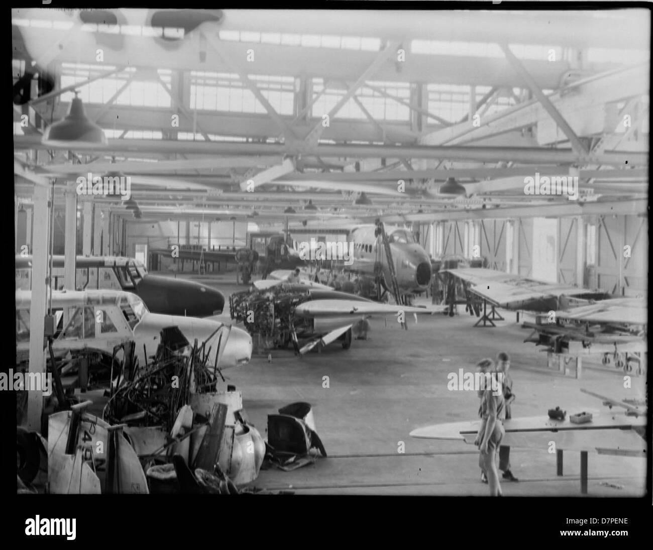 The general view of aircraft in workshops Stock Photo