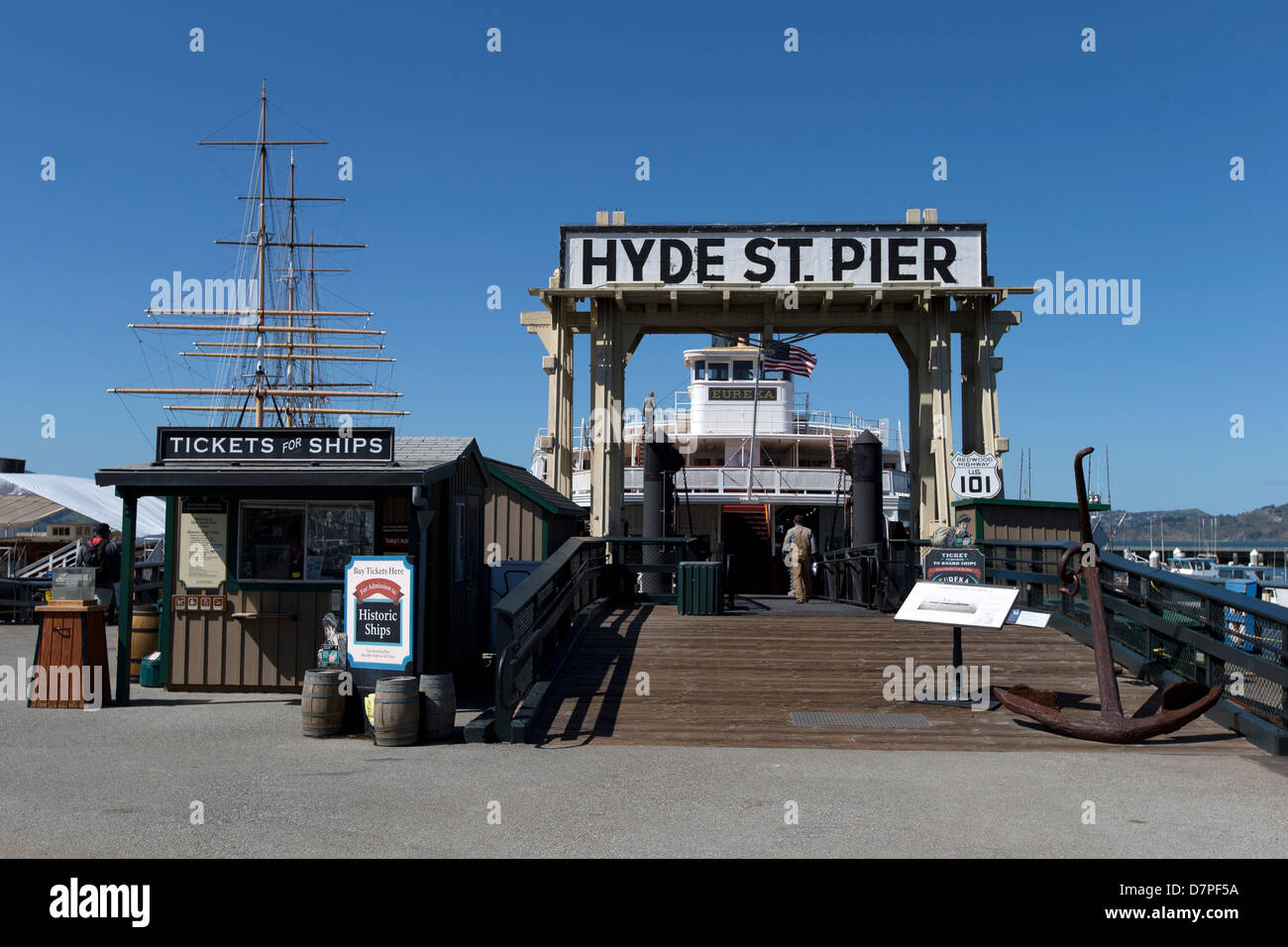 Eureka (ferryboat) at Hyde Street Pier, Fisherman's Wharf, San ...