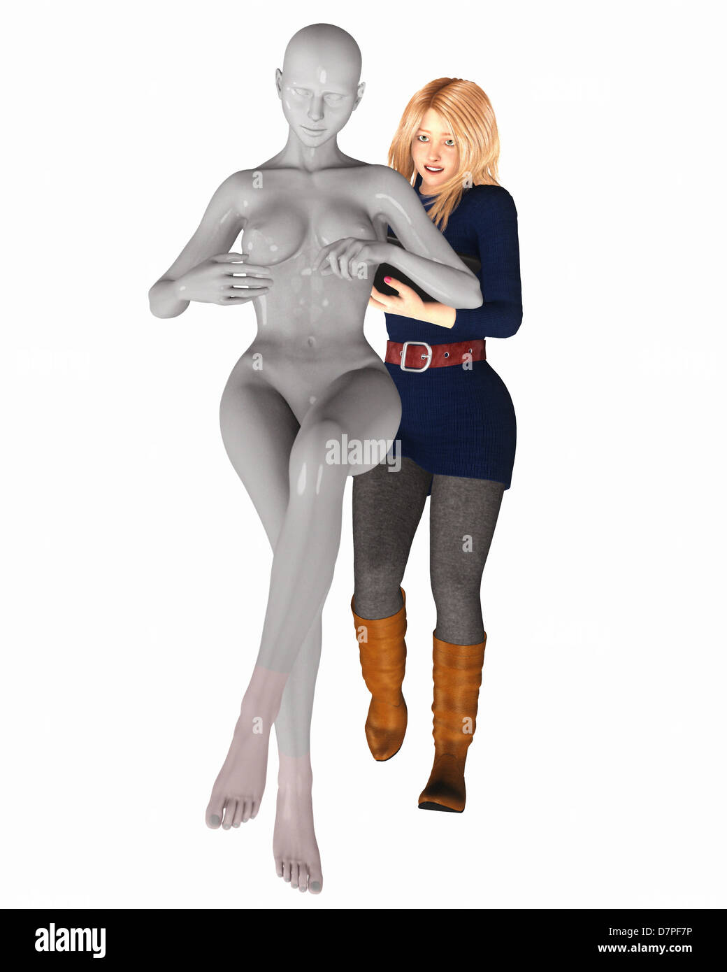 Shop girl and Mannequin Stock Photo