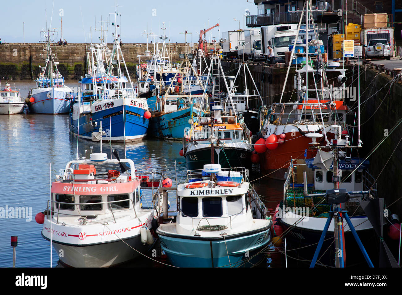 Fishing trawlers in the harbour at Bridlington, East Riding, England, U.K. Stock Photo
