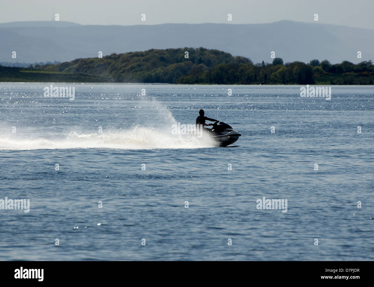 Jet Ski, Lower Lough Erne, County Fermanagh, Northern Ireland Stock Photo
