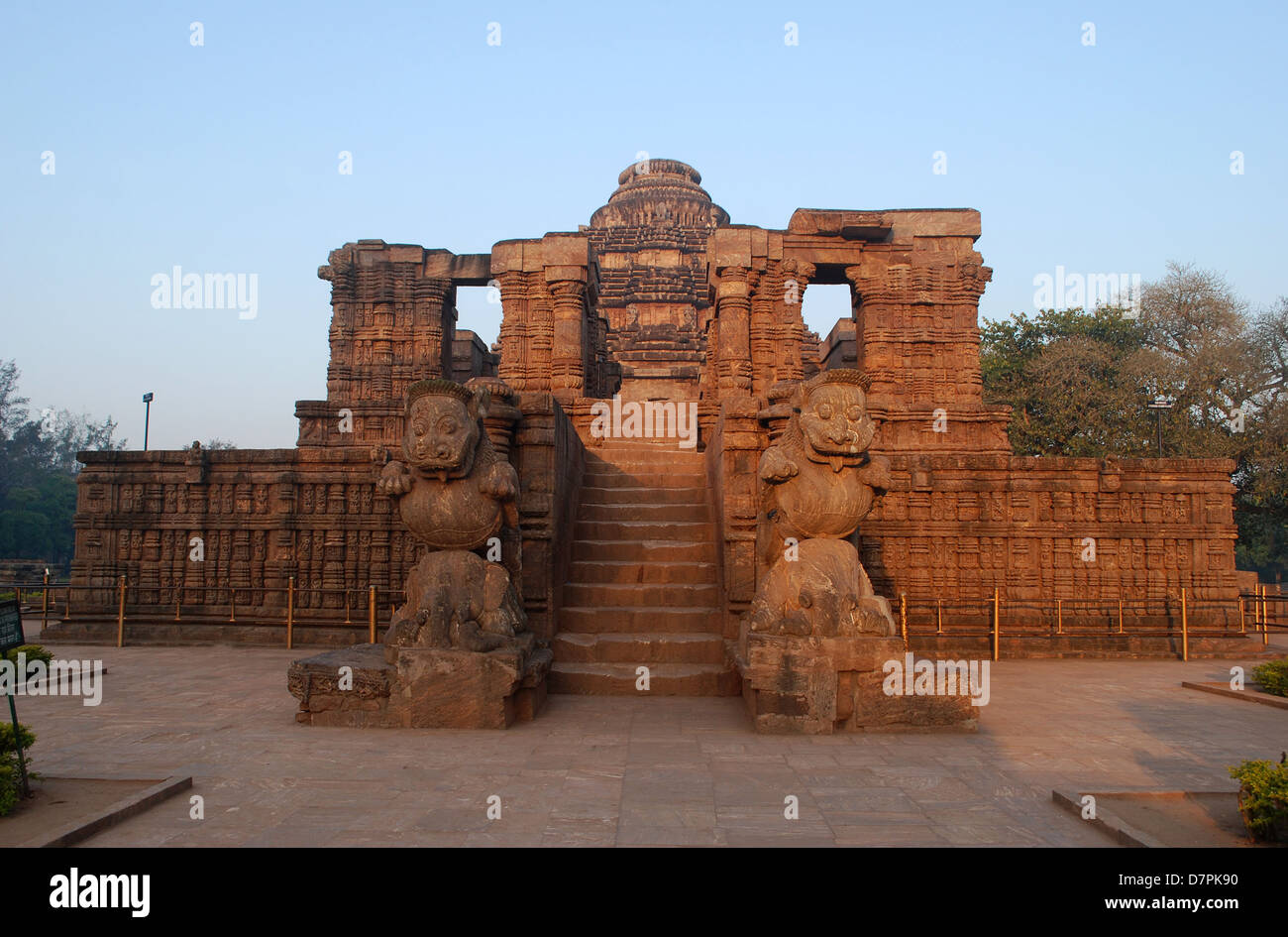 front view of konark sun temple,orissa,india.This temple known as black pagoda is a unesco world heritage site. Stock Photo