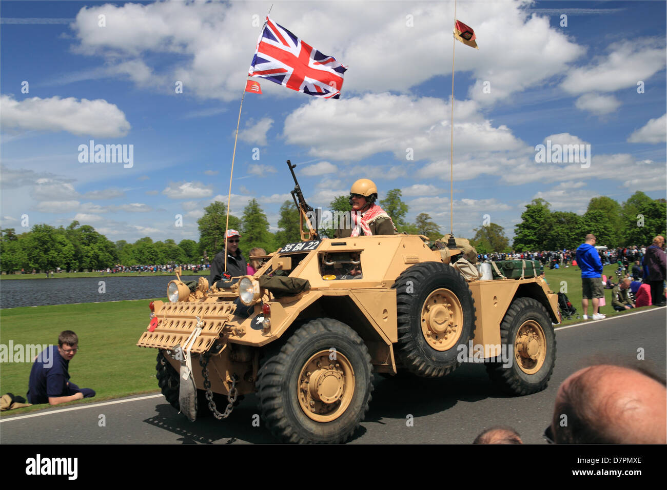 Daimler Ferret Mk1 Scout Car Liaison (1953), 10th Royal Hussars. Chestnut Sunday. Bushy Park, Hampton Court, London, UK. Sunday 12th May 2013. Vintage and classic vehicle parade and display with fairground attractions and military re-enactments. Credit: Ian Bottle/ Alamy Live News Stock Photo