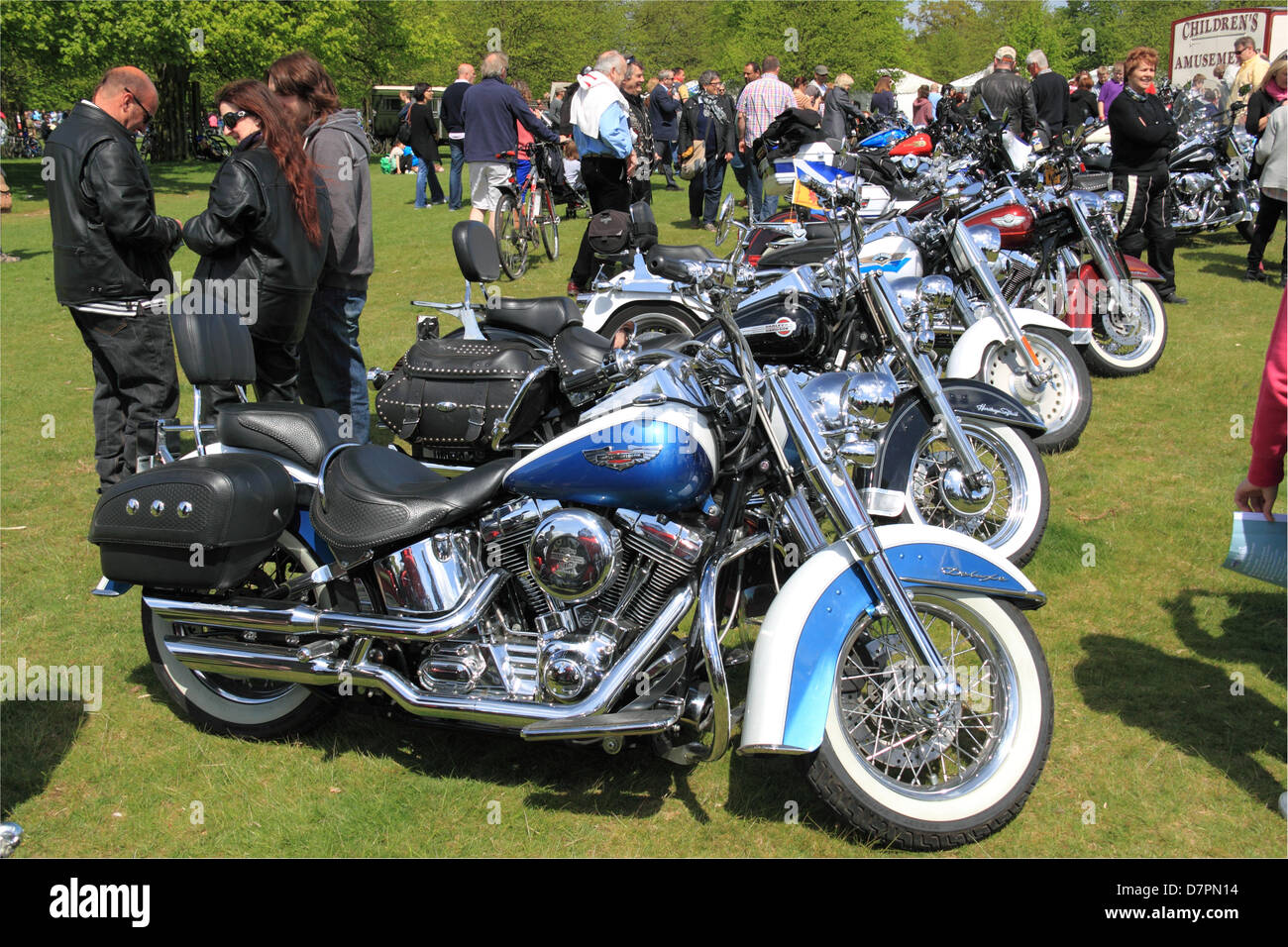 HarleyDavidson motorbikes at Chestnut Sunday. Bushy Park, Hampton