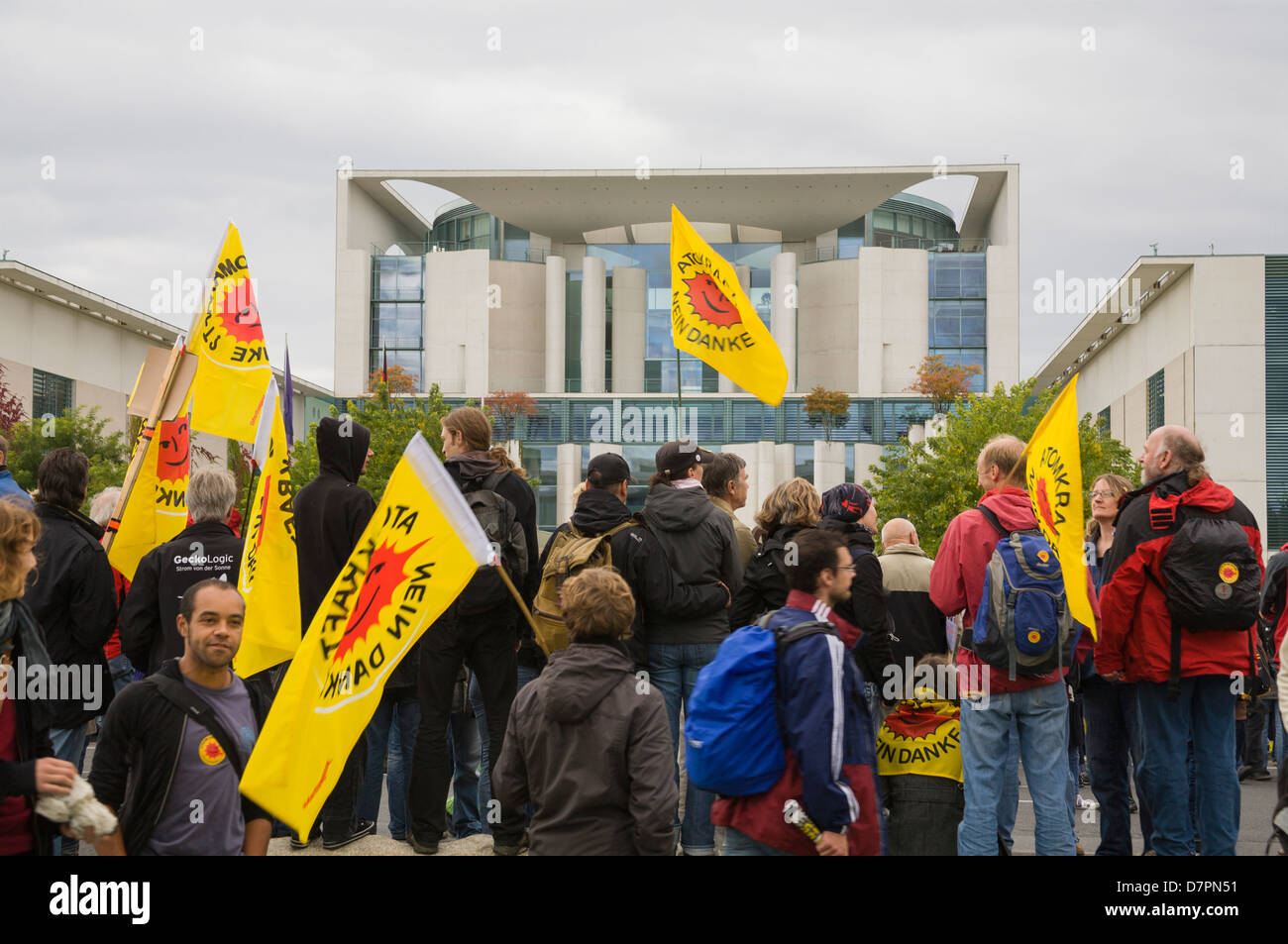 anti-nuclear demonstration in government district, here in front of the chancellery, Berlin Stock Photo