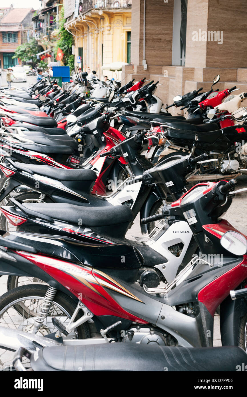 Hanoi, Vietnam scooters parked in a row Stock Photo Alamy