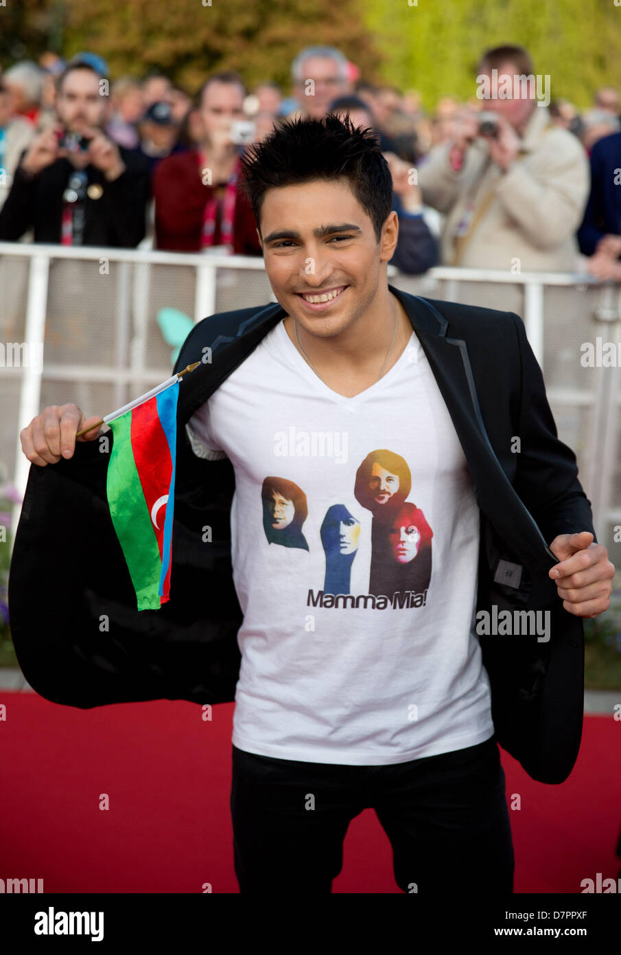 Singer Farid Mammadov representing Azerbaijan comes along the red carpet before the opening ceremony of the Eurovision Song Contest 2013 in Malmo, Sweden, 12 May 2013. The grand final of the 58th Eurovision Song Contest (ESC) takes place on 18 May 2013. Photo: Joerg Carstensen/dpa Stock Photo