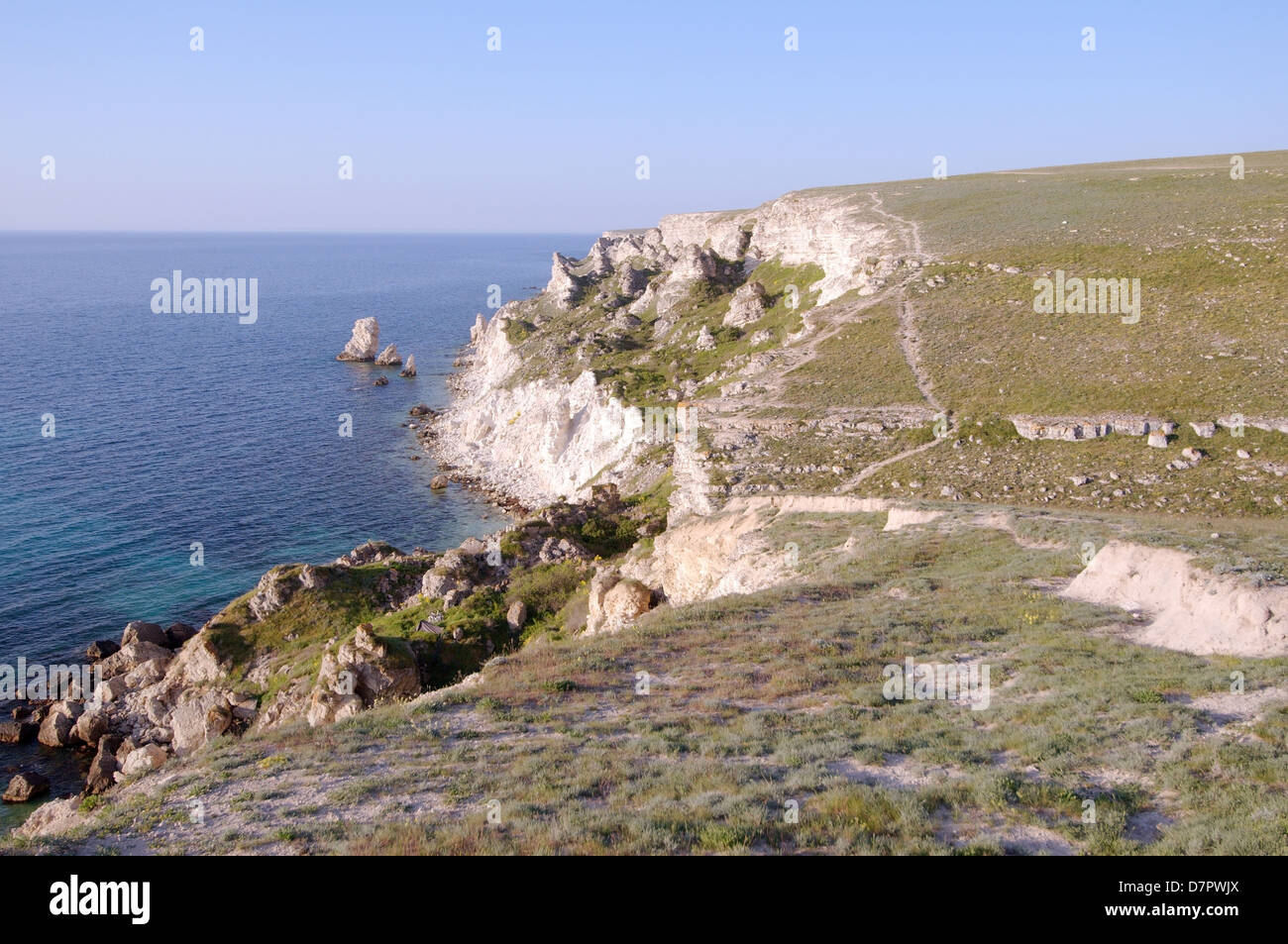Coastline, peninsula Tarhankut, Tarhan Qut, Crimea, Ukraine, Eastern Europe  Stock Photo