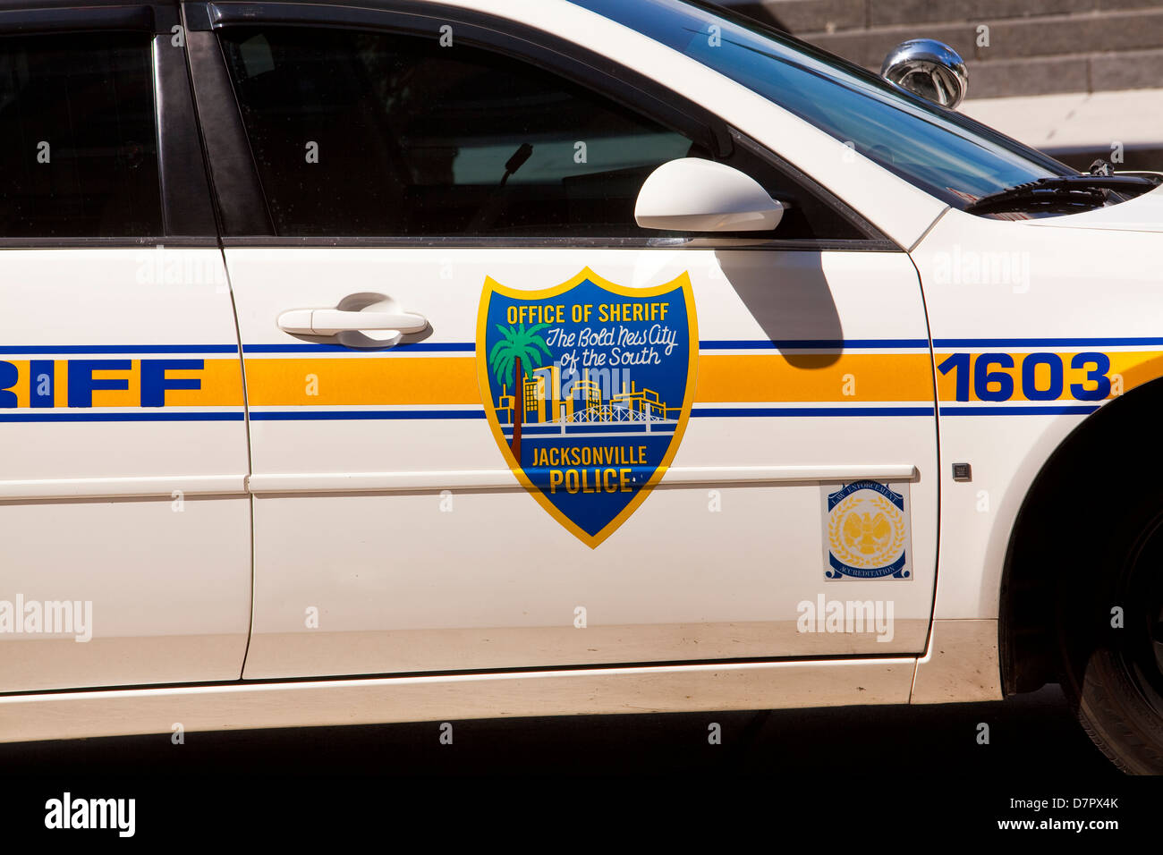 A Jacksonville police car is seen in Jacksonville, Florida Stock Photo