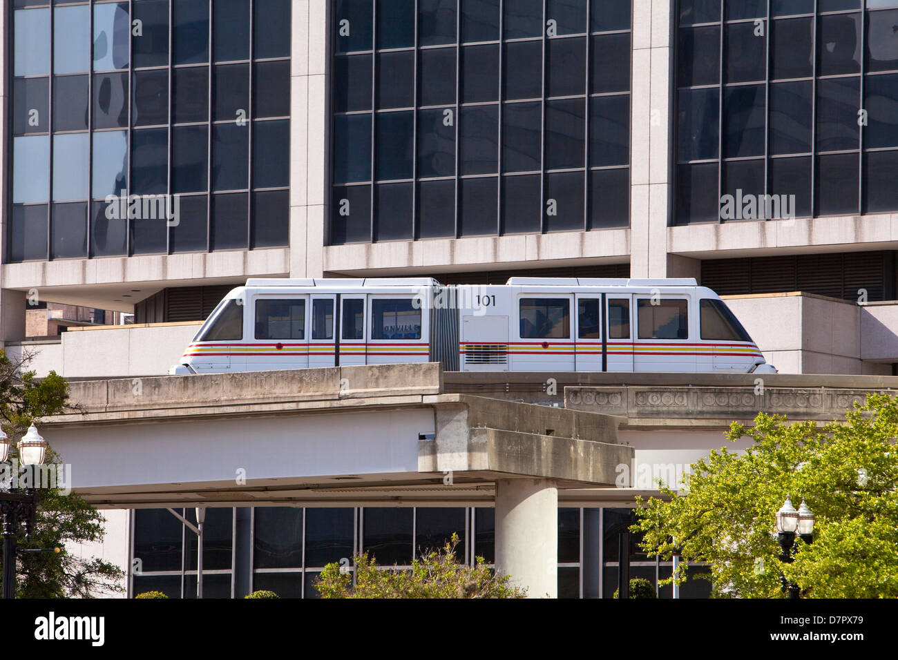 A JTA Skyway people mover is seen in Jacksonville, Florida Stock Photo