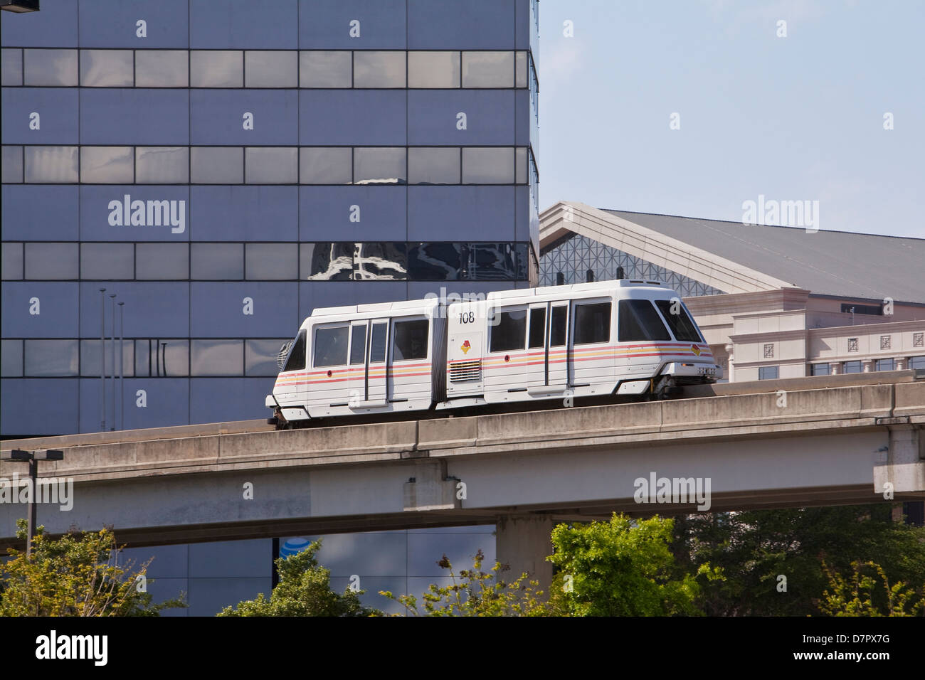 A JTA Skyway people mover is seen in Jacksonville, Florida Stock Photo