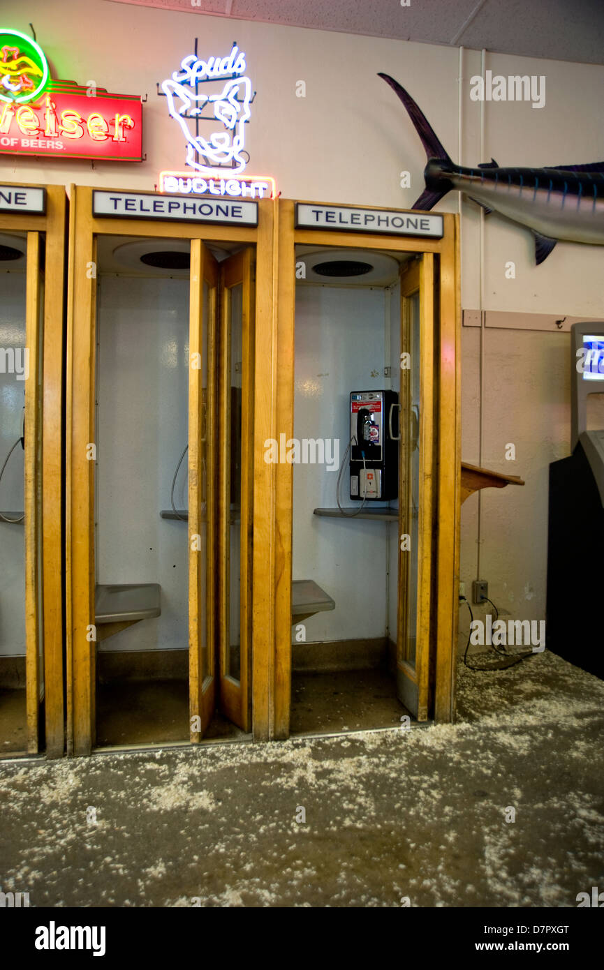 Old style telephone booths Stock Photo
